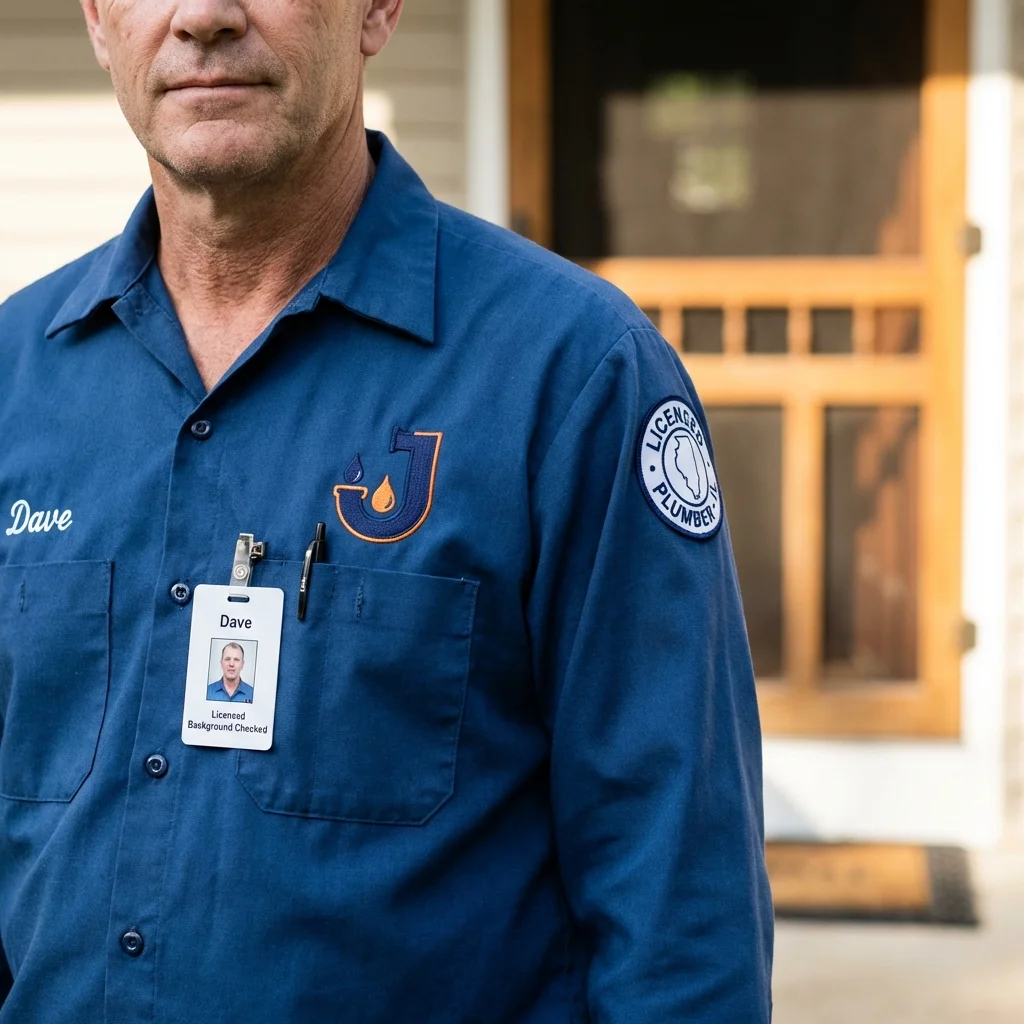 Licensed plumber showing ID badge in South Lake Tahoe, CA
