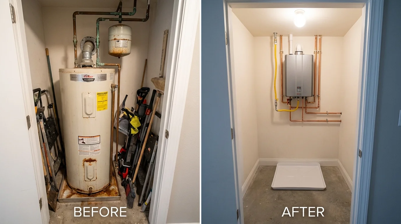 Tank water heater versus wall-mounted tankless unit comparison for South Lake Tahoe, CA homeowners