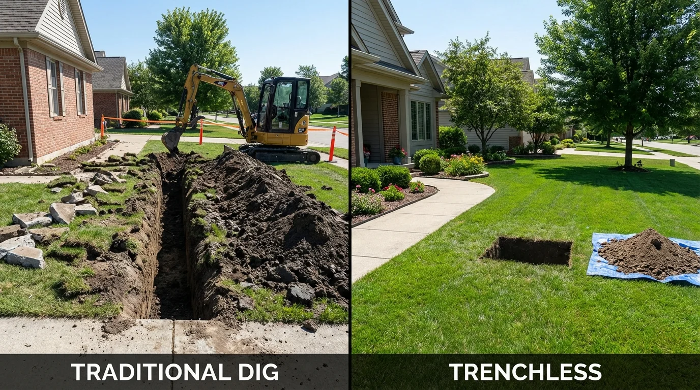 Trenchless sewer repair with minimal yard damage versus traditional excavation in South Lake Tahoe, CA